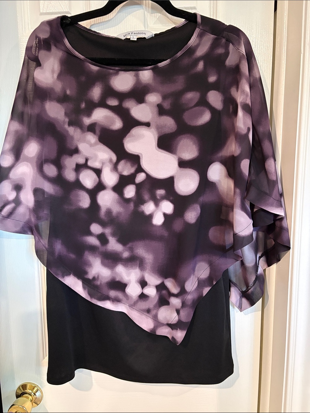Mya Fashion Asymmetrical Purple Shawl Cape Tunic Top